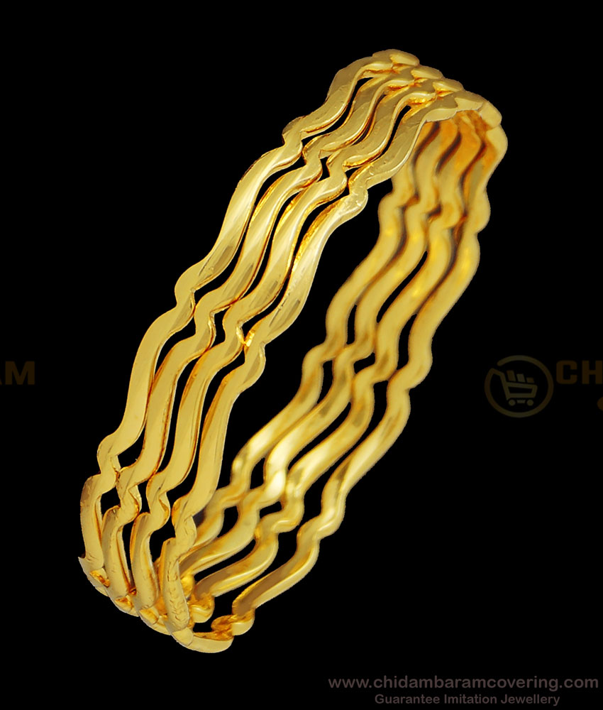 BNG409 - 2.6 Size New Model Daily Wear Smooth Finish Lightweight Curve Design 4 Bangles Set 