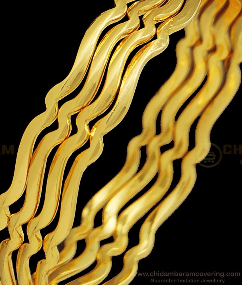 BNG409 - 2.6 Size New Model Daily Wear Smooth Finish Lightweight Curve Design 4 Bangles Set 