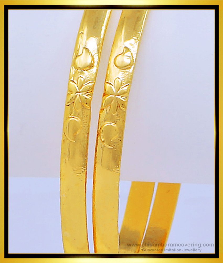 Bng418 - 2.4 Size Original Impon Bangles 1 Gram Gold Daily Wear Plain Bangles Buy Online
