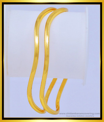 Bng420 - 2.4 Size Latest Impon Thin Bangles Unique Curvy Shape Bangles 1 Gram Gold Jewellery Online 