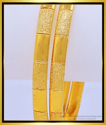 BNG422 - 2.4 Size New Pattern 1 Gram Gold Designer Plain Bangles for Female 