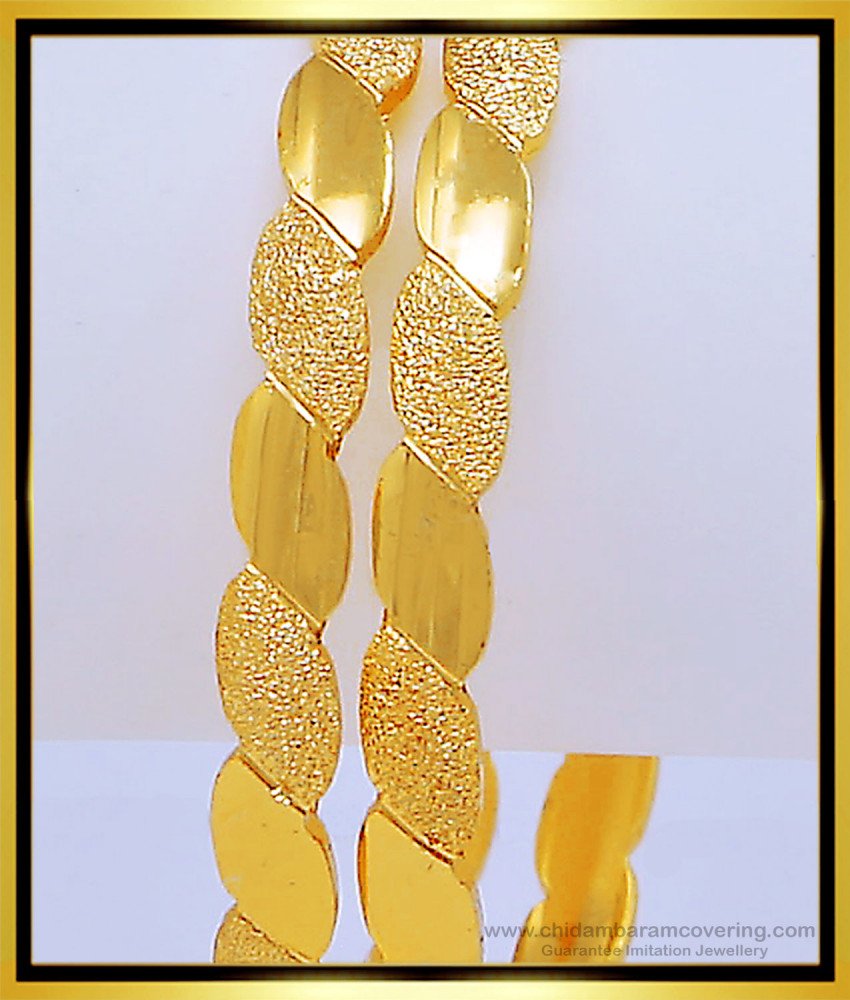 BNG423 - 2.4 Size Latest Bangles Design Gold Pattern One Gram Jewellery Online Shopping 