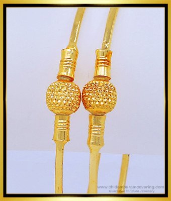BNG424 - 2.10 Size Latest Design Daily Use Gold Ball Kambi Bangles Set for Women