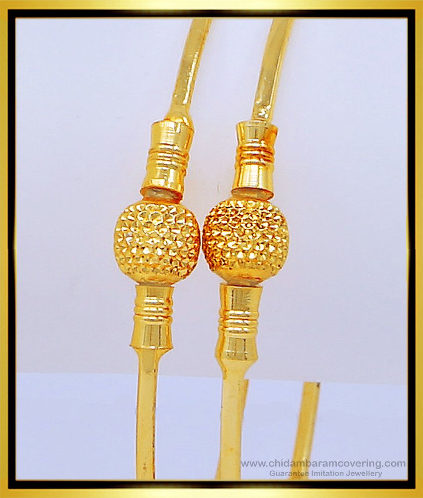 BNG424 - 2.4 Size Latest Design Daily Use Gold Ball Kambi Bangles Set for Women