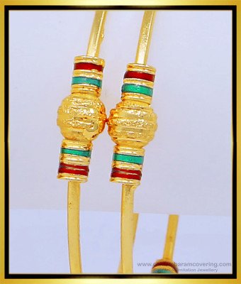 BNG425 - 2.10 Size South Indian Kambi Bangles Enamel Design One Gram Gold Plated Bangles