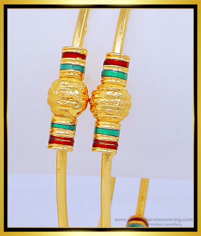 BNG425 - 2.6 Size South Indian Kambi Bangles Enamel Design One Gram Gold Plated Bangles