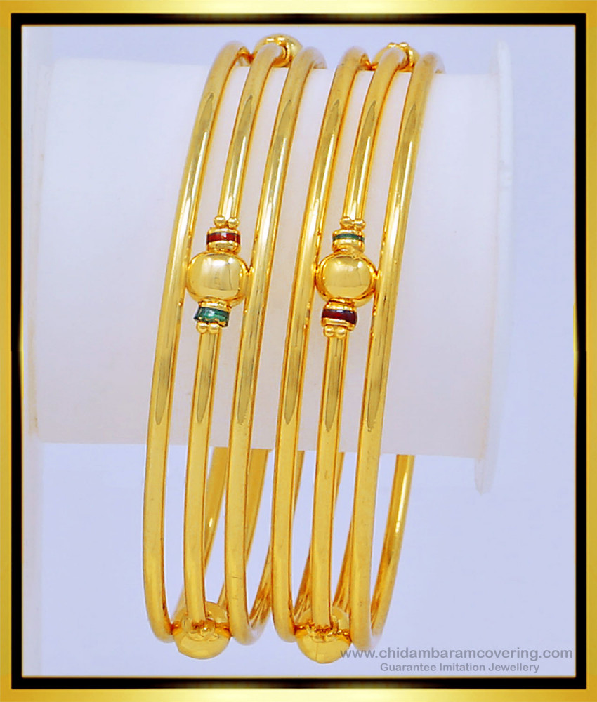 BNG426 - 2.8 Size New Model 3 Line Kambi Valayal Enamel Bangles Design Online