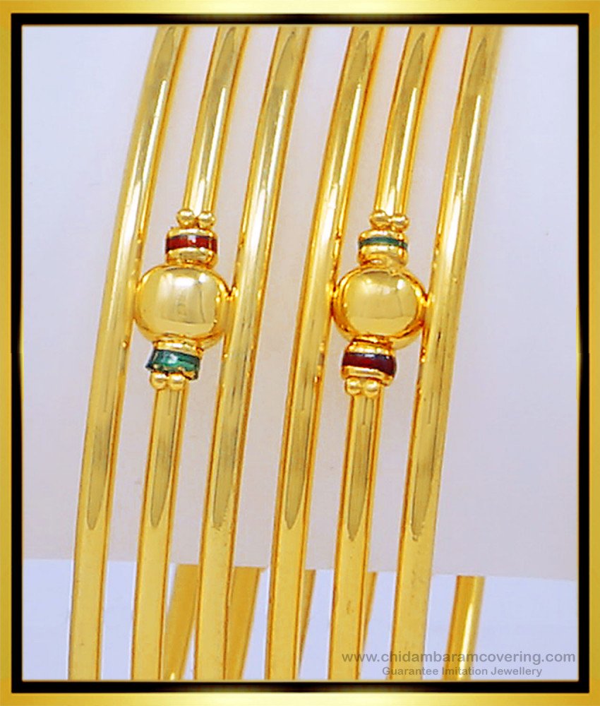 BNG426 - 2.8 Size New Model 3 Line Kambi Valayal Enamel Bangles Design Online