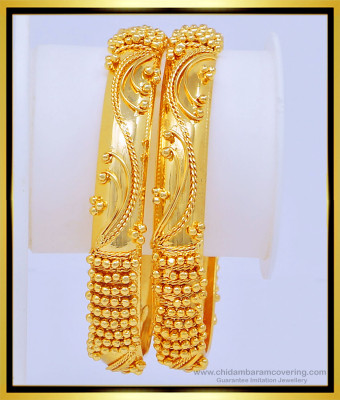 BNG430 - 2.8 Size Beautiful Gold Design 1 Gram Gold Indian Wedding Bangles Set Online 