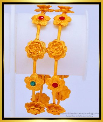 BNG433 -2.8 Size Elegant Flower Design Party Wear Temple Bangles for Women 