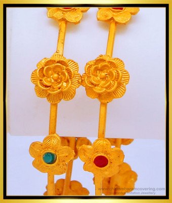 BNG433 -2.8 Size Elegant Flower Design Party Wear Temple Bangles for Women 