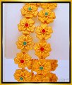 BNG434 -2.8 Size Unique Flower Design Green and Pink Stone Party Wear Temple Bangles Set Online  