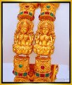 BNG437 -2.6 Size First Quality Nagas Temple Jewellery Kemp Stone Lakshmi Bangles Set for Wedding