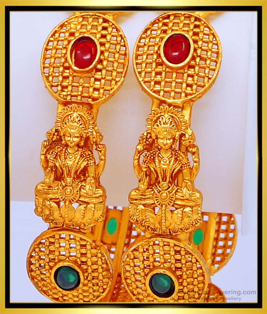 BNG438 -2.6 Size Attractive Nagaes Jewellery Temple Lakshmi Kemp Stone Bridal Bangles Buy Online 