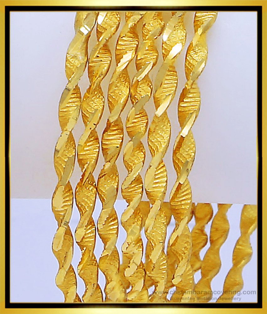 BNG439 - 2.6 Size Latest Twisted Gold Bangles Design Imitation 6 Pieces Bangles Set Online