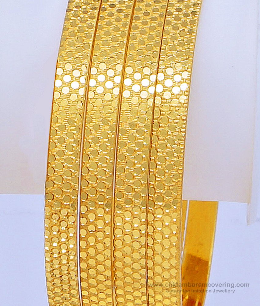 BNG440 - 2.6 Size New Pattern 1 Gram Gold Designer Dot Bangles for Women