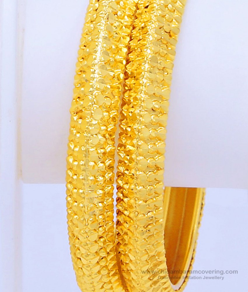 BNG443 - 2.8 Size Indian Wedding Real Gold Pattern Gold Forming One Gram Gold Bangles Online