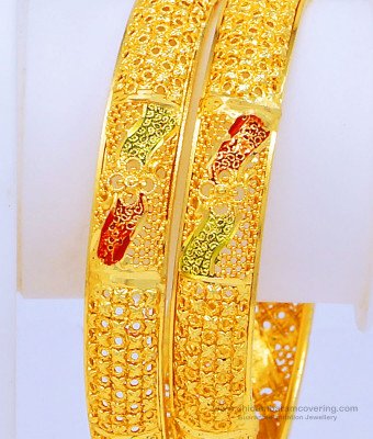 BNG446 - 2.8 Size Elegant Gold Forming Floral Design Traditional Calcutta Bangles Online Shopping 
