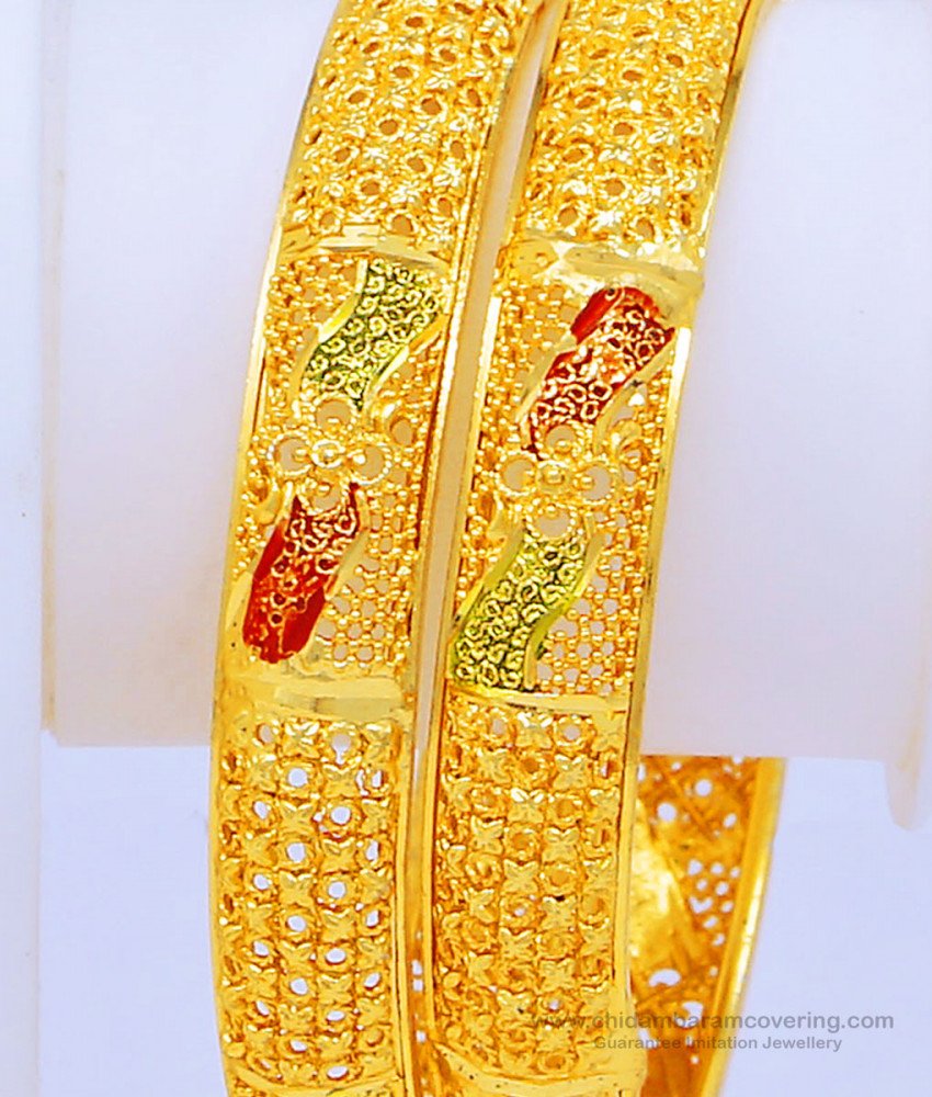 BNG446 - 2.8 Size Elegant Gold Forming Floral Design Traditional Calcutta Bangles Online Shopping 