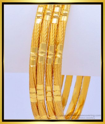 BNG454 - 2.4 Size Beautiful Matt Finish Gold Look One Gram Good Plain Bangles for Women 
