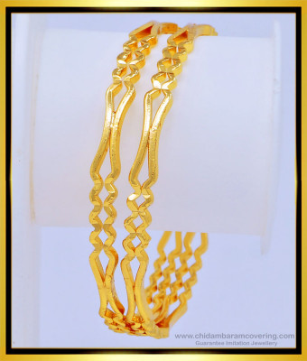 BNG455 - 2.4 Size New Pattern Real Gold Design One Gram Gold Guarantee Strong Bangles Online