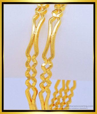 BNG455 - 2.4 Size New Pattern Real Gold Design One Gram Gold Guarantee Strong Bangles Online