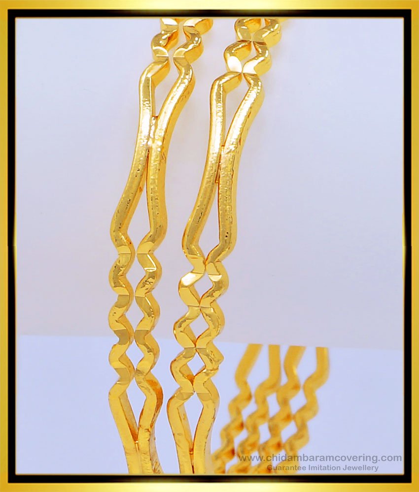BNG455 - 2.6 Size New Pattern Real Gold Design One Gram Gold Guarantee Strong Bangles Online