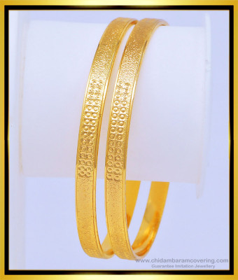 BNG458 - 2.4 Unique Glitter Design Pure Gold Plated Daily Wear Low Price Bangles Online 