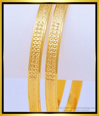 BNG458 - 2.4 Unique Glitter Design Pure Gold Plated Daily Wear Low Price Bangles Online 