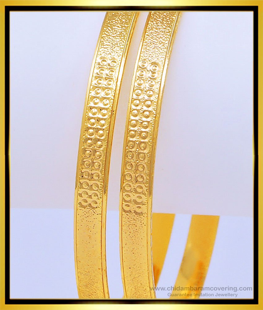 BNG458 - 2.4 Unique Glitter Design Pure Gold Plated Daily Wear Low Price Bangles Online 