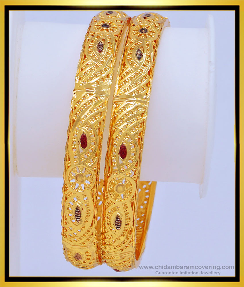 BNG459 - 2.8 Size One Gram Gold Guaranteed Gold Bangles Design Buy Online 
