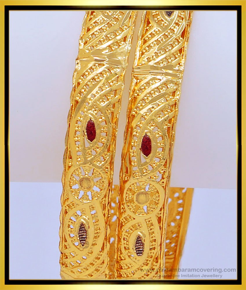BNG459 - 2.8 Size One Gram Gold Guaranteed Gold Bangles Design Buy Online 