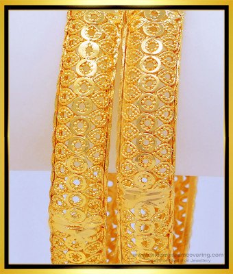 BNG460 - 2.10 Size One Gram Gold Bridal Wear Gold Look Bangles Designs Buy Online