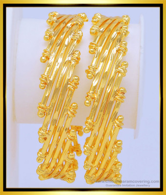 BNG462 - 2.6 Size Real Gold Model Bamboo Design Bangles Guaranteed Gold Plated Jewellery Online