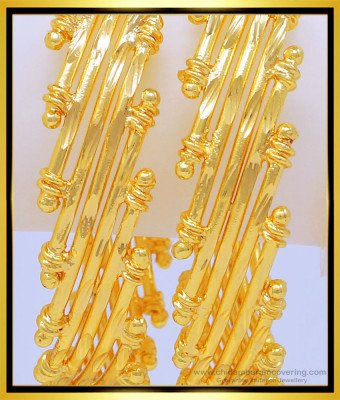 BNG462 - 2.6 Size Real Gold Model Bamboo Design Bangles Guaranteed Gold Plated Jewellery Online