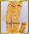 BNG463 - 2.6 Size Latest Bangles Designs First Quality Ruby Emerald One Gram Gold Wedding Bangles 