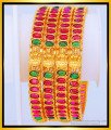 BNG466 -2.6 Size Attractive Bridal Wear Temple Jewellery Lakshmi Kemp Stone Bangles Set 4 Bangles Online