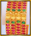 BNG466 -2.6 Size Attractive Bridal Wear Temple Jewellery Lakshmi Kemp Stone Bangles Set 4 Bangles Online