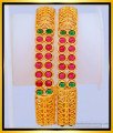 BNG468 -2.8 Size Unique Green and Pink Stone Party Wear Temple Bangles for Women   