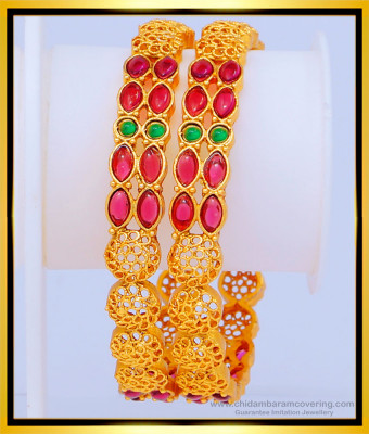 BNG469 -2.6 Size Beautiful Party Wear Kemp Stone Indian Temple Bangles for Women   