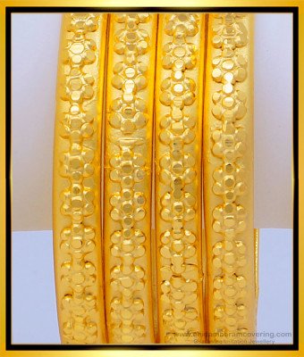 BNG472 - 2.6 Size Real Gold Look Gold Forming Plain Indian Wedding Bangles for Women 