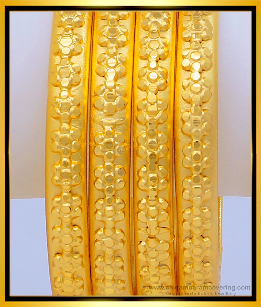 BNG472 - 2.6 Size Real Gold Look Gold Forming Plain Indian Wedding Bangles for Women 