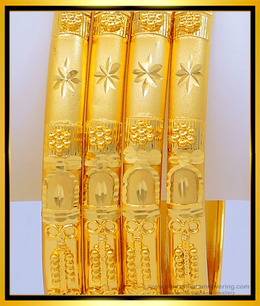 BNG473 - 2.6 Size Real Gold Look First Quality Gold Forming Bridal Wear Bangles for Wedding 