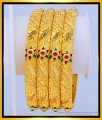 BNG475 - 2.8 Size New Model One Gram Gold Forming Gold Stone Bangles Indian Wedding Bangles Set