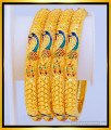 BNG477 - 2.8 Size Beautiful Peacock Design First Quality Gold Forming Enamel Bangles Set for Wedding 