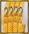 BNG477 - 2.8 Size Beautiful Peacock Design First Quality Gold Forming Enamel Bangles Set for Wedding 