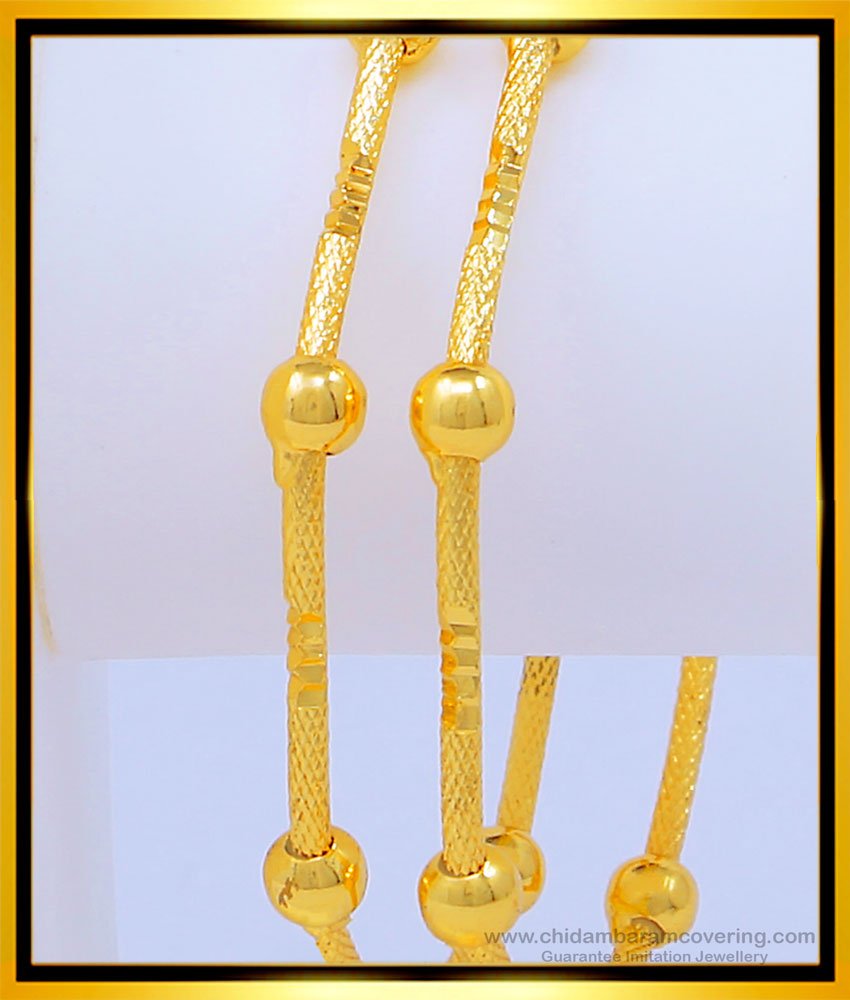 BNG478 - 2.10 Size New Design Octagonal Shape Daily Use Gold Ball Kambi Bangles 