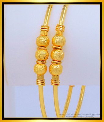 BNG480 - 2.10 Size Simple Light Weight Daily Use Office Wear Thin Gold Bangles Design Online 