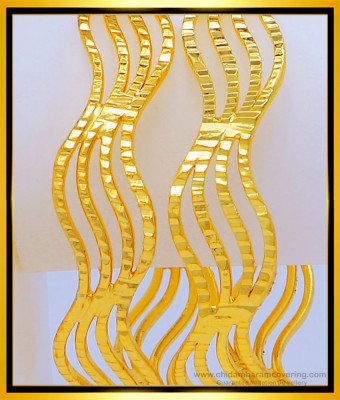 BNG482 - 2.4 Size New Model Gold Design Light Weight Curved Bangles Buy Online Shopping 