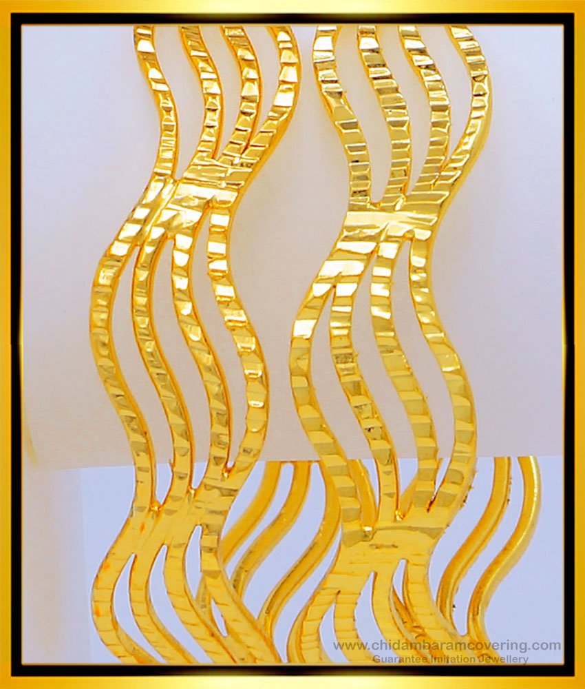 BNG482 - 2.8 Size New Model Gold Design Light Weight Curved Bangles Buy Online Shopping 
